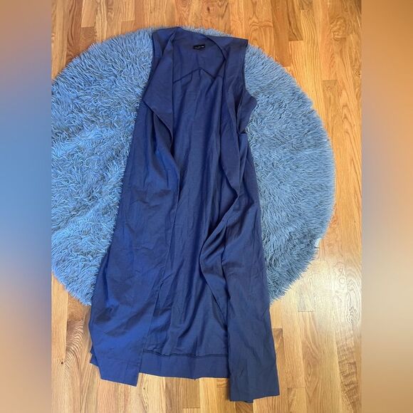 Doroteyya Tsarska Blue Gray Long Linen Vest Cardigan Size XL - Picture 1 of 6